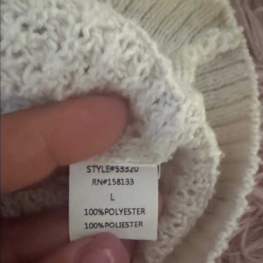 Staccato Ivory Cable Knit Sweater Hoodie.  Sz L - Picture 10 of 11
